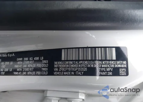 2016 Fiat 500X Easy from USA, damaged, VIN ZFBCFYBT6GP353526